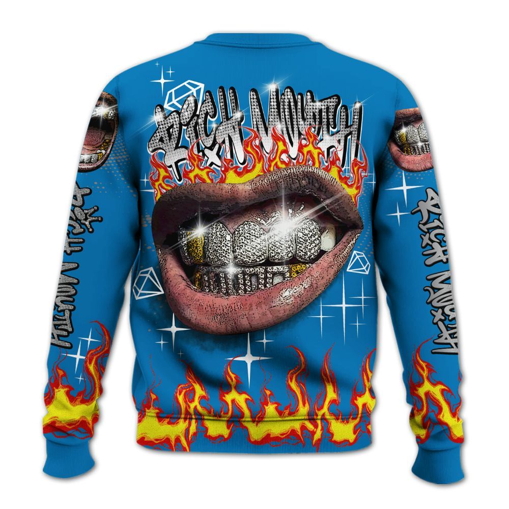 Sweatshirt To Match Wizards 3s - Rich Mouth Fire Rap Retro 90s All Over Print