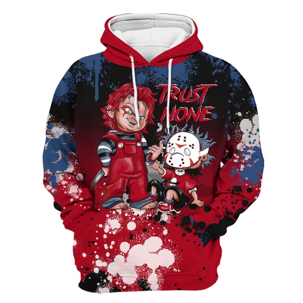 Hoodie To Match Air Griffey Max Black Red Navy Blue 1s - Trust No One Scary All Over Print
