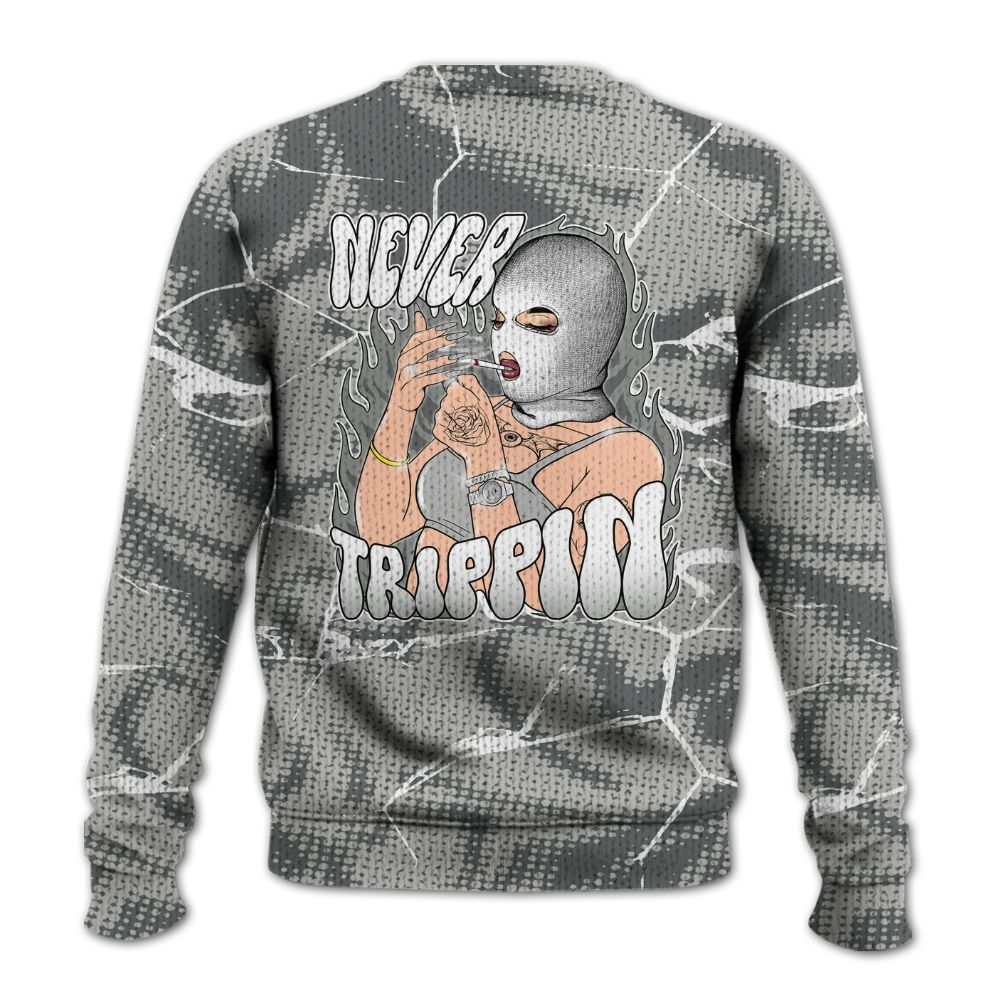 Knitted Sweater To Match Paris Cement Grey 4s - Ne'er Trippin' Unique Crack