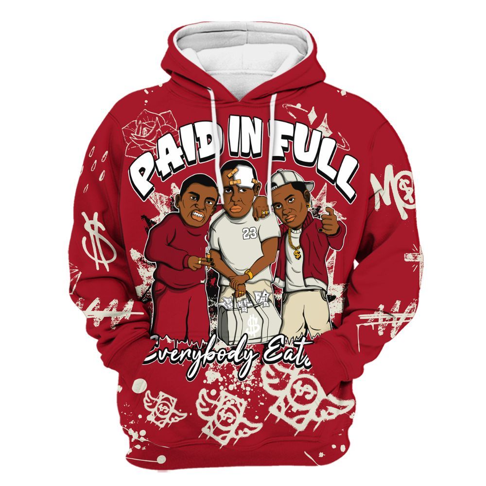 Hoodie To Match 2025 High OG Cinnabar 1s - Everybody Paid In Full Crayon All Over Print