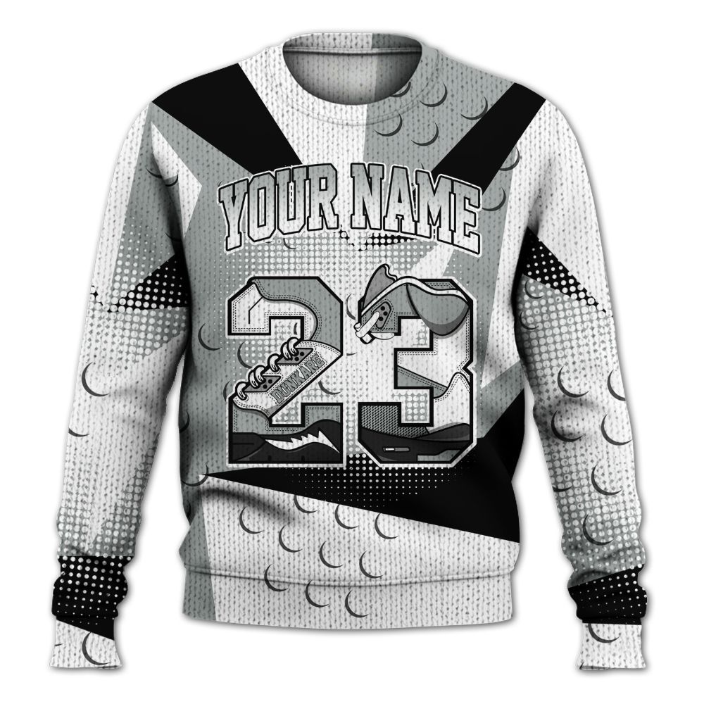 Knitted Sweater To Match Dunk Low White Light Smoke Grey - Poly Custom Name Number 23 5s