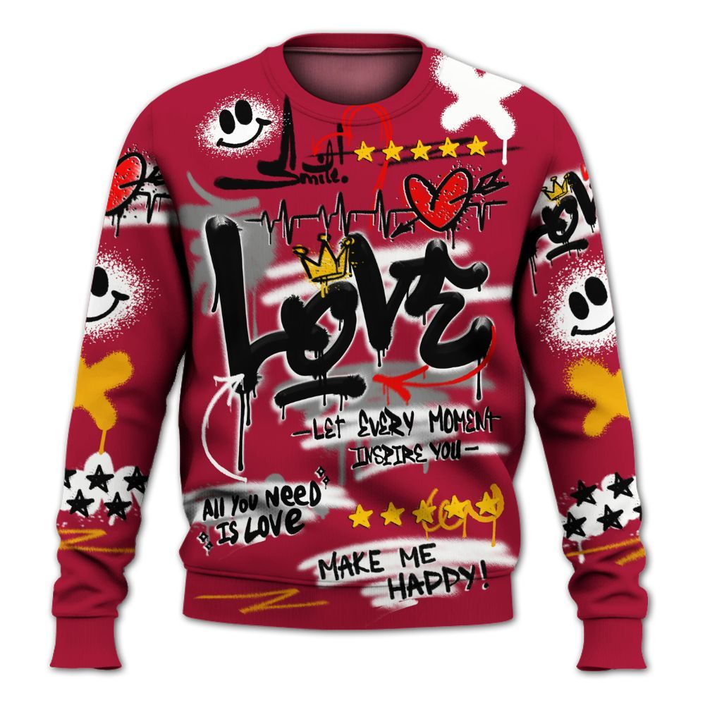 Sweatshirt To Match Cardinal 7s - Happy Love Beats Graffiti Streetwear All Over Print