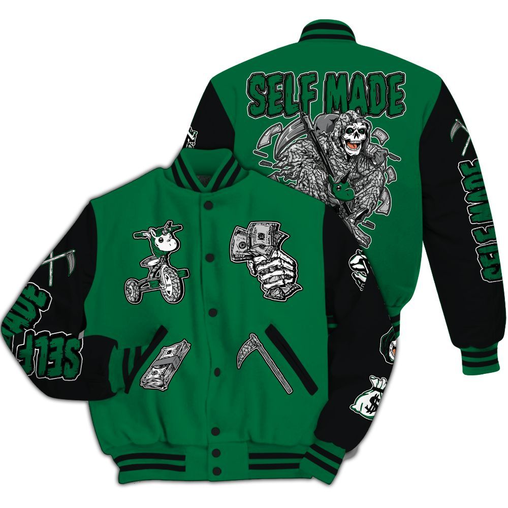 Varsity Jacket To Match Pine Green 3s - Self Make Skeleton All Over Print