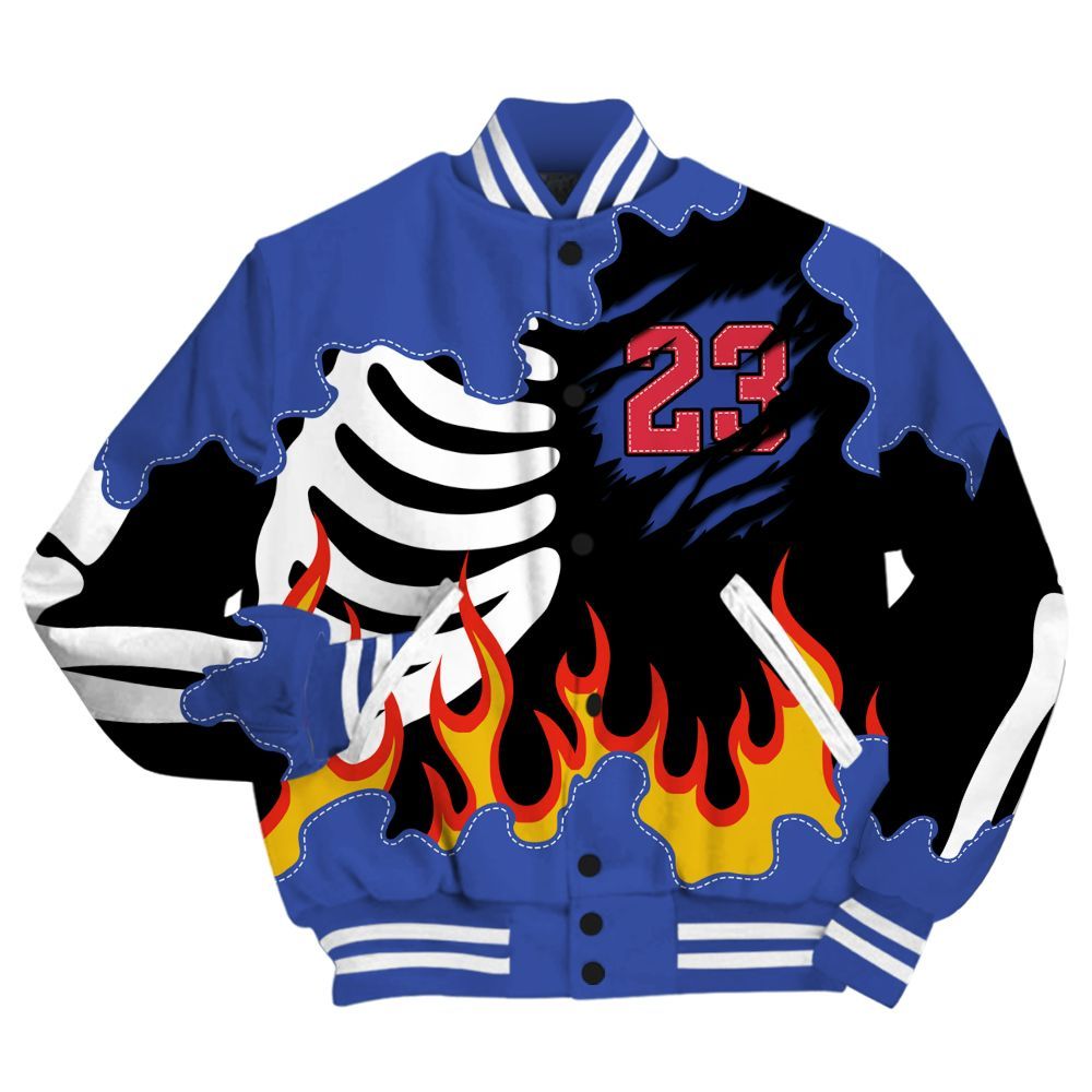 Varsity Jacket To Match Air Griffey Max USA Red White Blue 1s - Burning Skeleton 23 G.O.A.T All Over Print