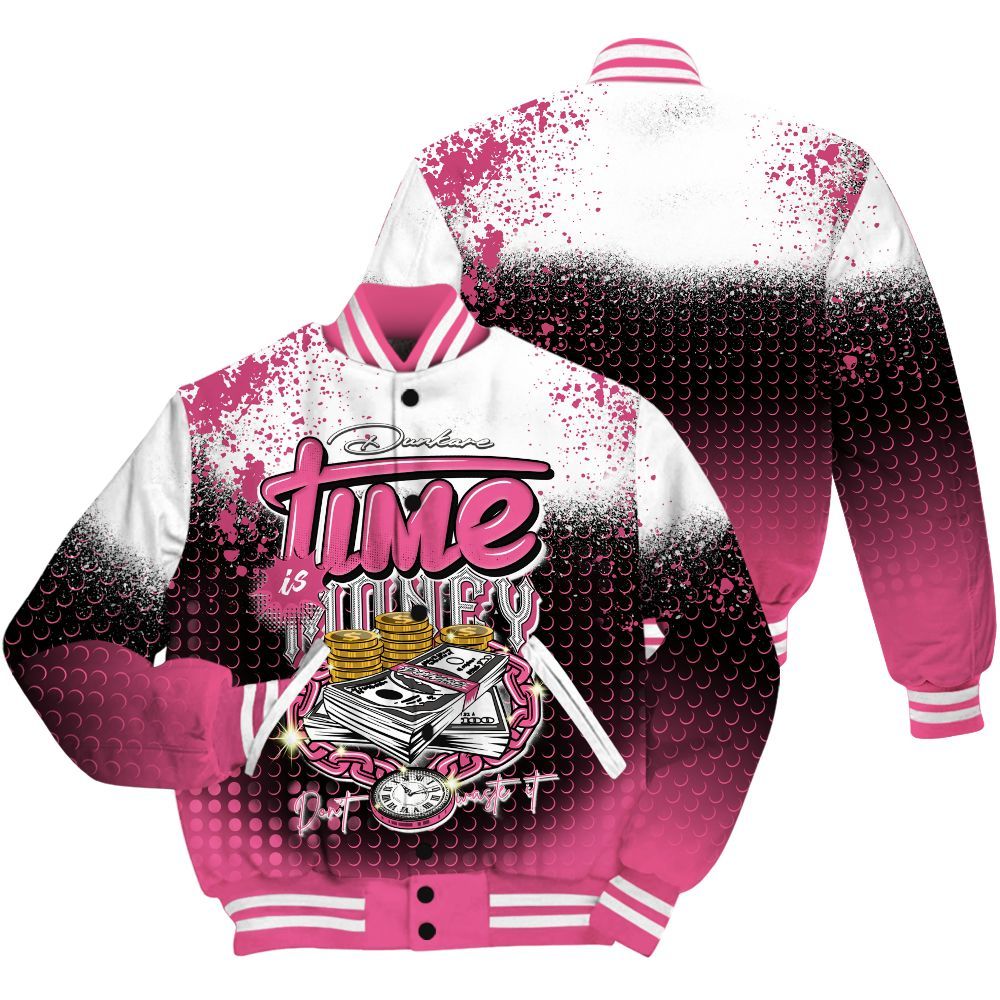 Varsity Jacket To Match Air Max SNDR Hyper Pink Shirt, Halftone Time Is Money All Over Print