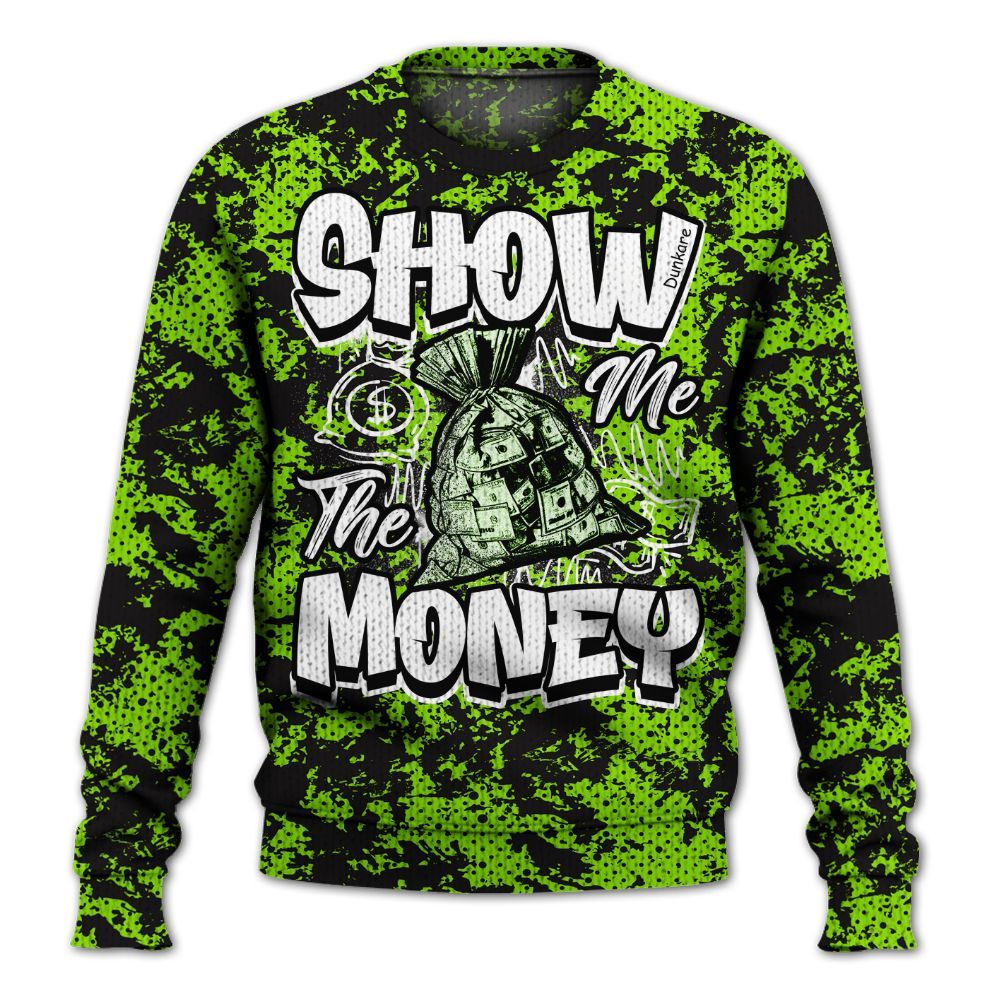 Knitted Sweater To Match Electric Green 6s - Show Me The Money Retro