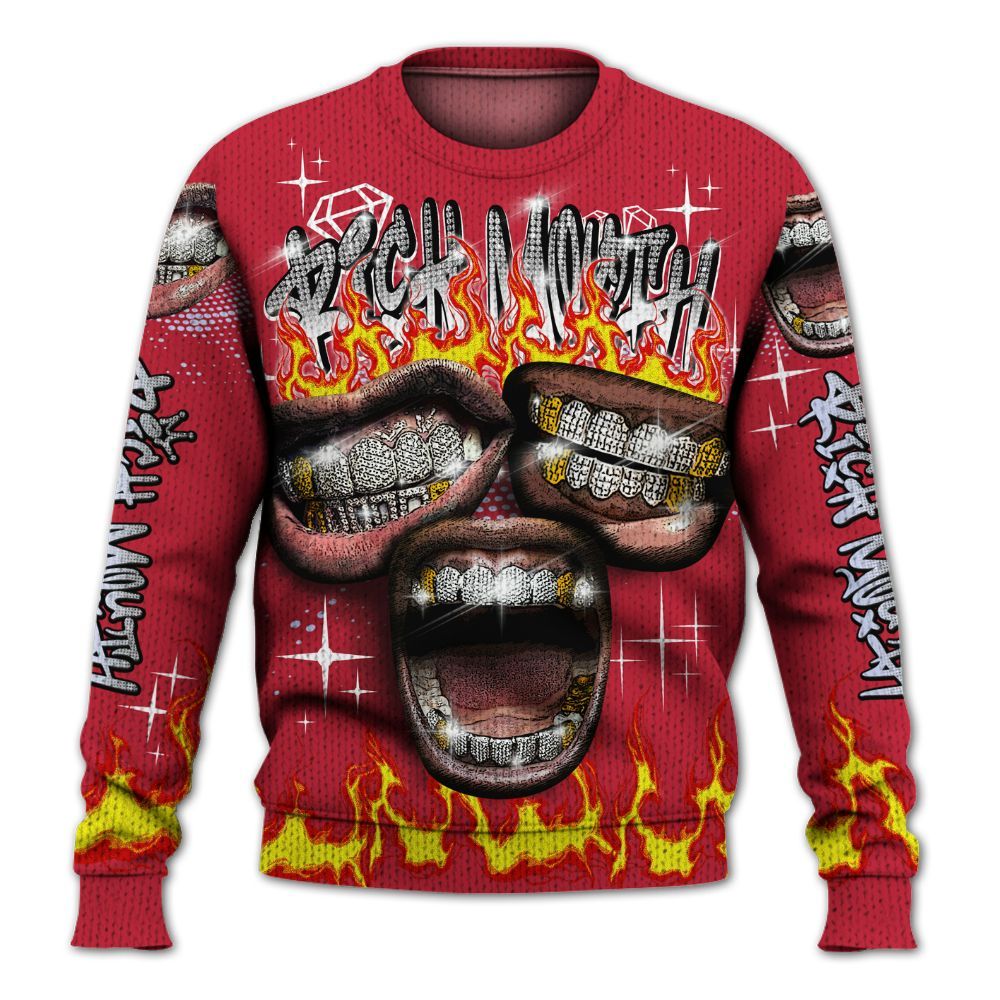 Knitted Sweater To Match Toro Bravo 6s - Rich Mouth Fire Rap Retro 90s