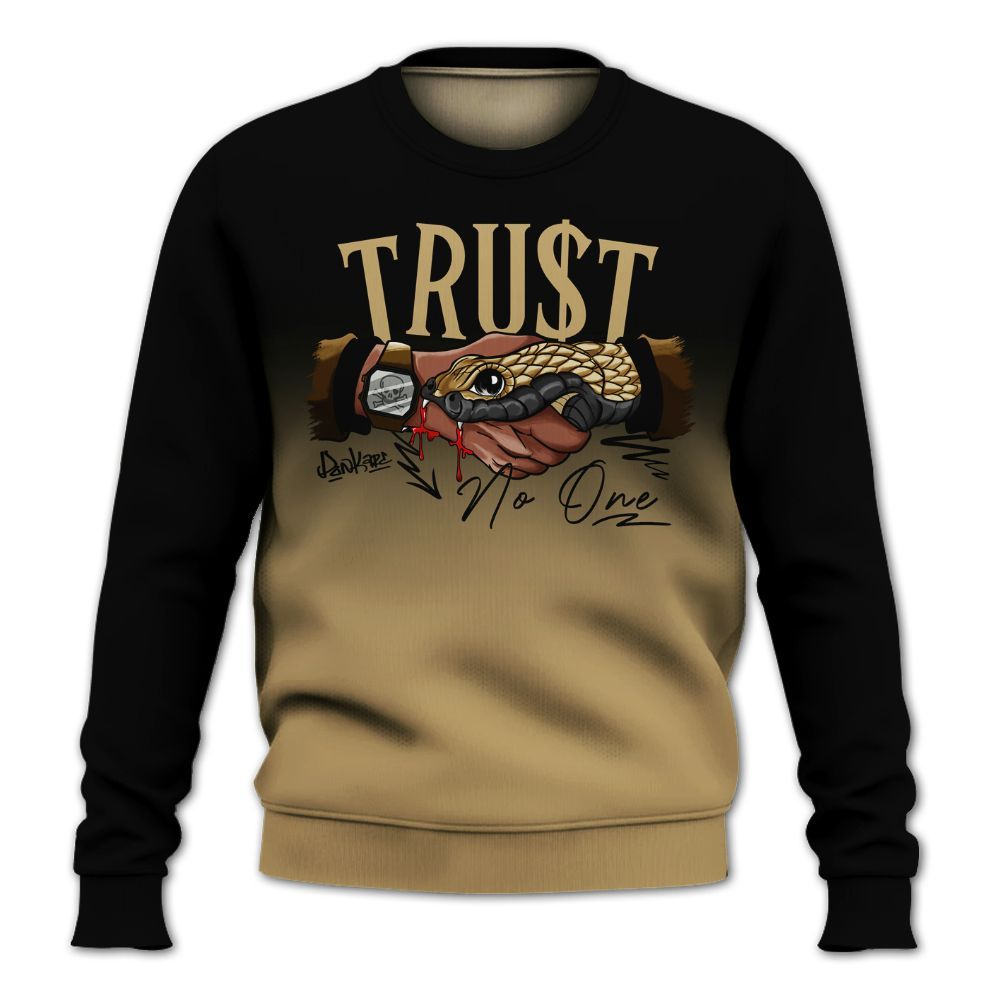 Sweatshirt To Match High OG Black Metallic Gold 1s - Snake Trust No One Drip All Over Print