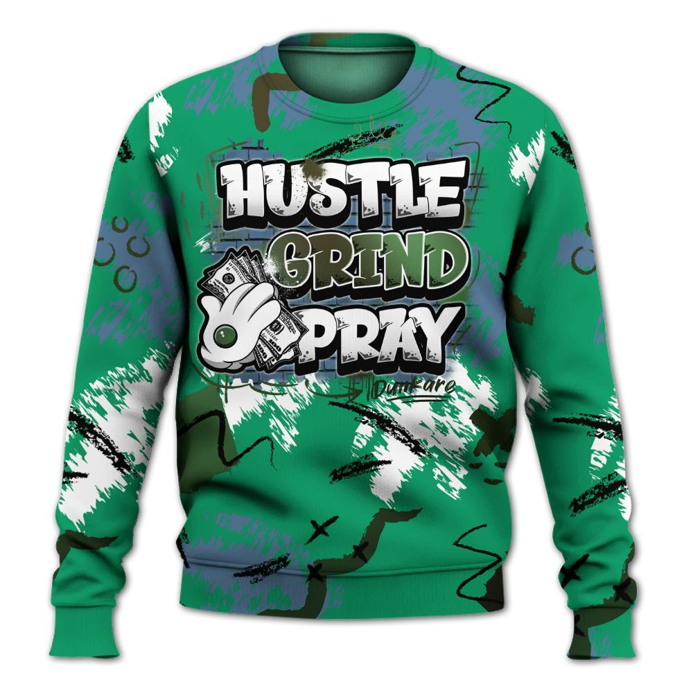 Sweatshirt To Match Foamposite Pro Pine Green 2025 - Hustle Grind Pray Graphic Street Style All Over Print