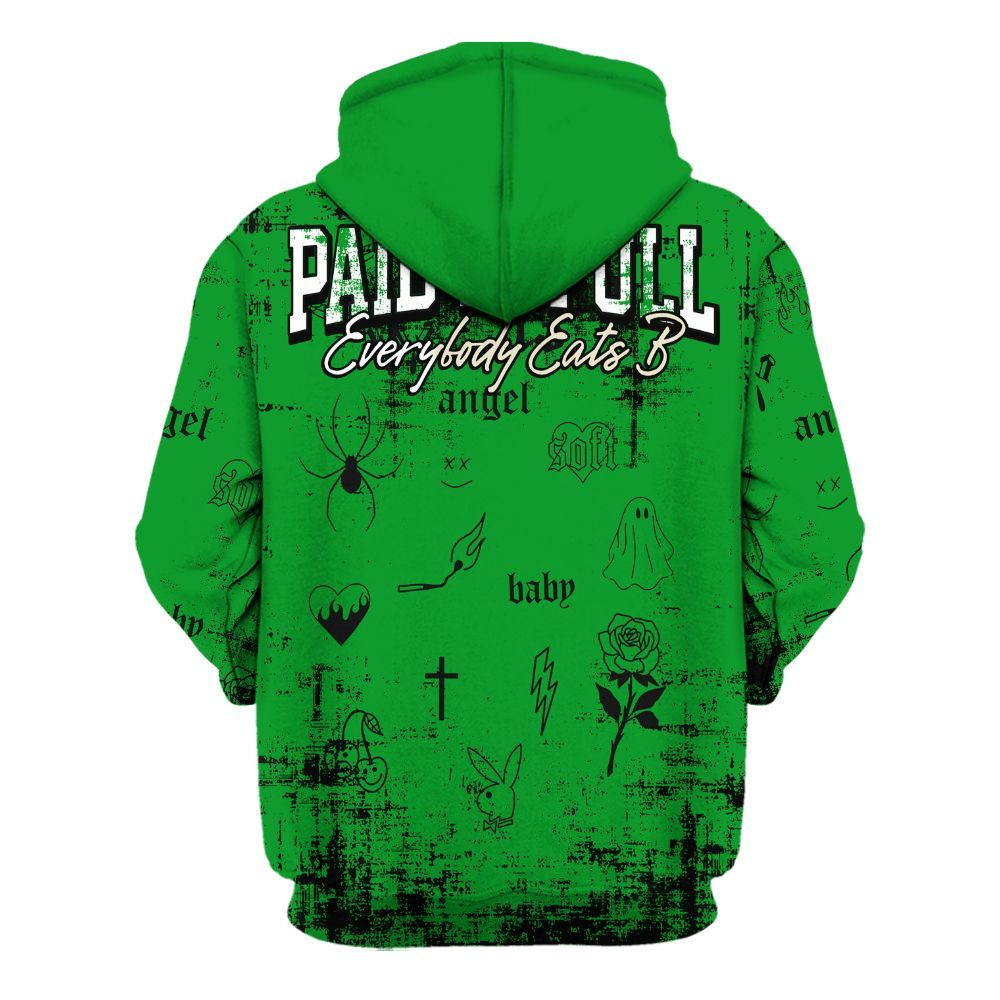 Hoodie To Match Green Spark CJ1 T-Rex - Paid In Full Money All Over Print