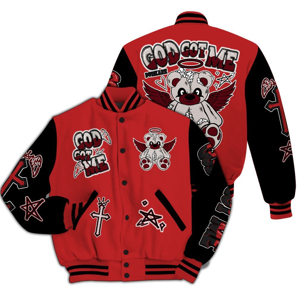 Varsity Jacket To Match Kobe 9 Elite Christmas - Gods Guides Me Bear All Over Print
