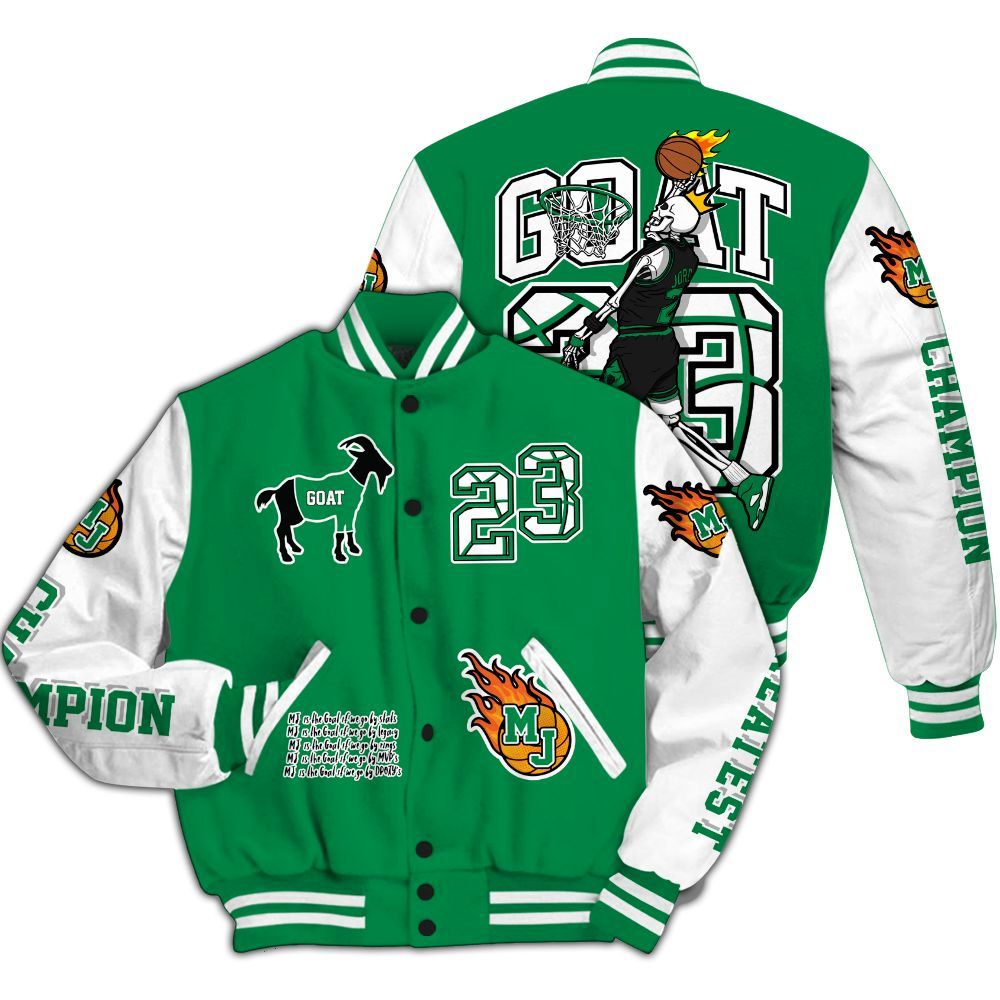 Varsity Jacket To Match Mid Lucky Green 1s - 23 G.0.A.T Jump Up Basketball All Over Print