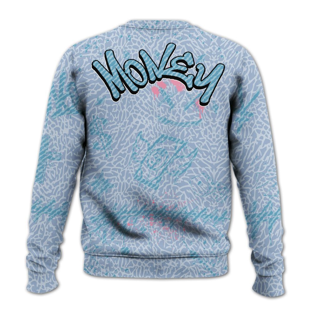 Sweatshirt To Match Denim Pink Glow 3s - Everybody Paid In Full Crayon All Over Print