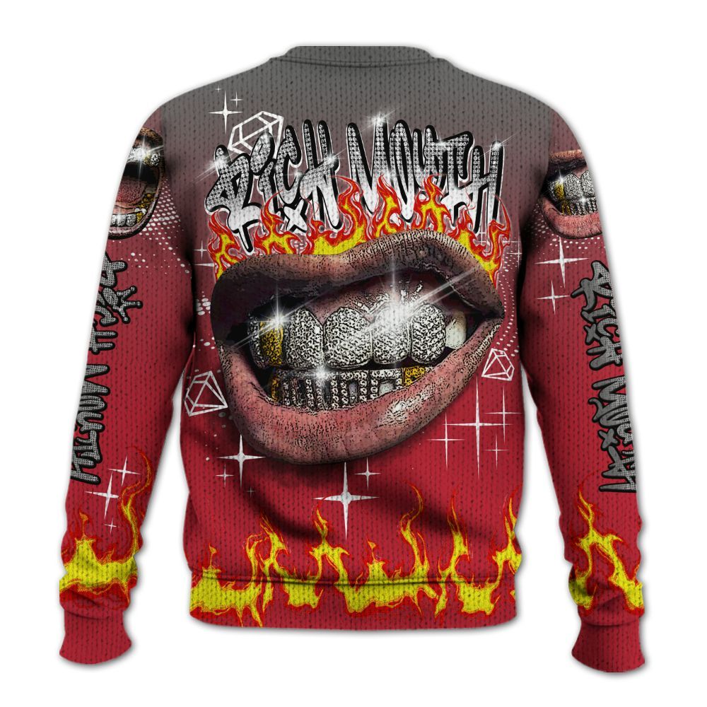 Knitted Sweater To Match Red Flint 13s - Rich Mouth Fire Rap Retro 90s