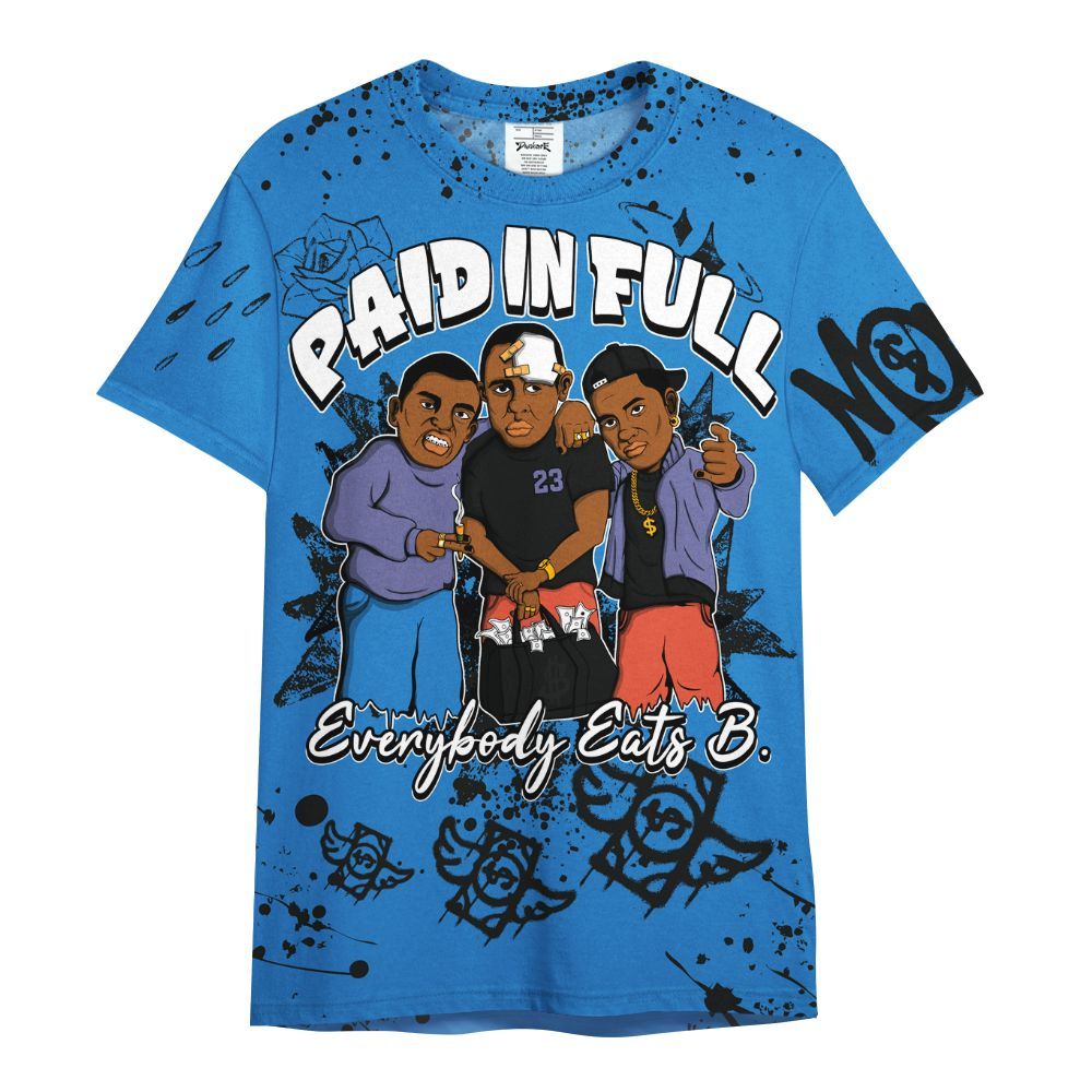 Shirt To Match Hi-Res Blue 700s - Everybody Paid In Full Crayon All Over Print