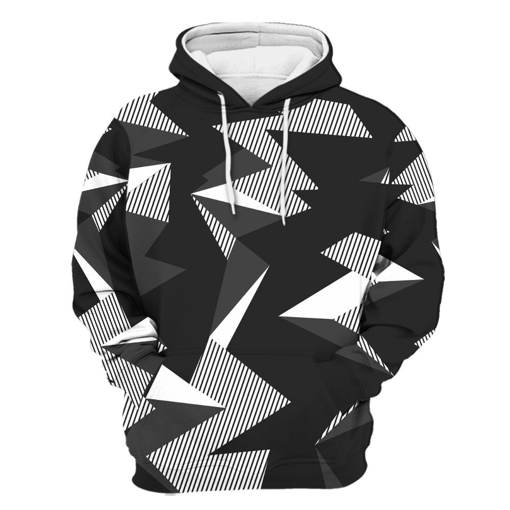 Hoodie To Match Black Cat NET 4s - Geometric Camouflage Pattern All Over Print