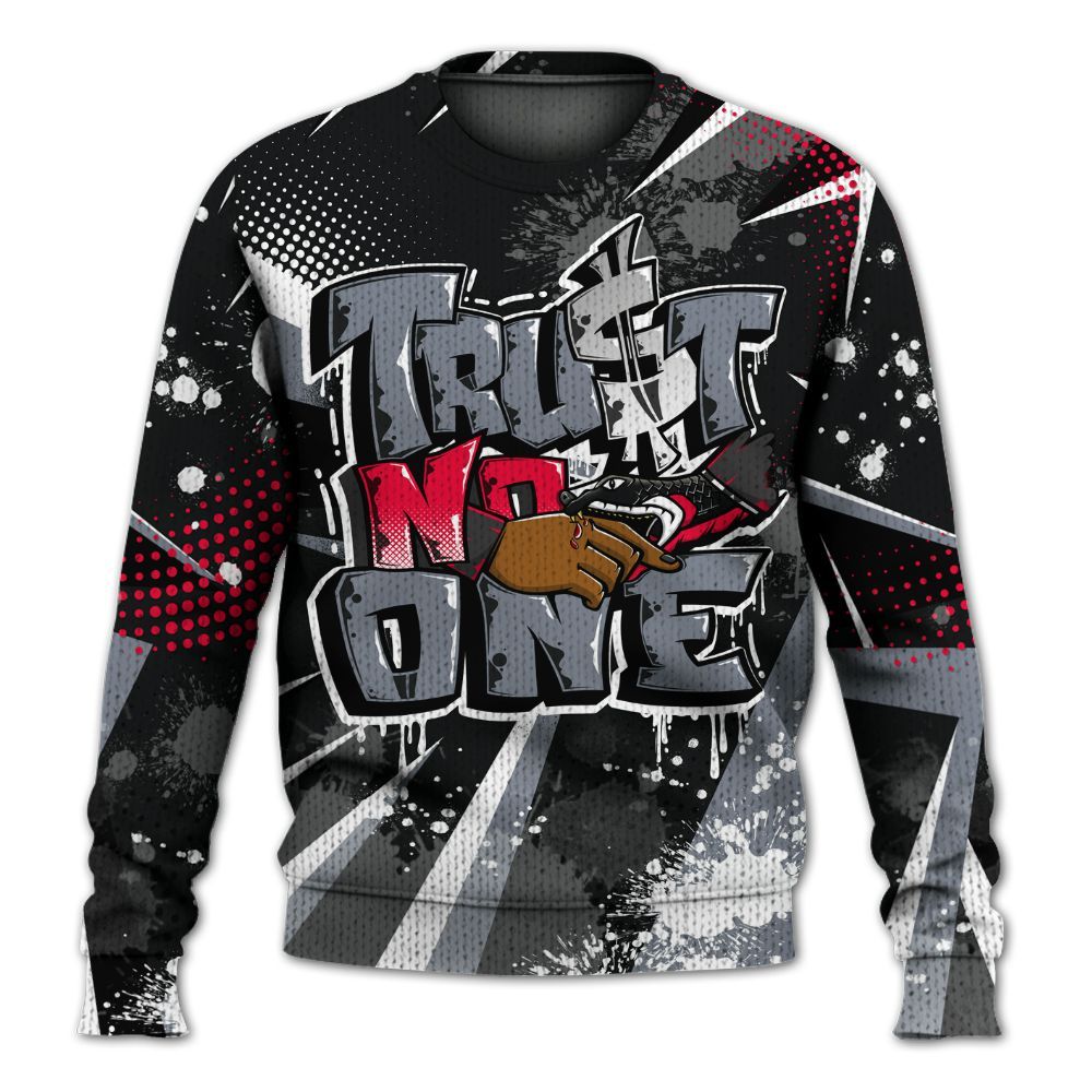 Knitted Sweater To Match Mid Black Metallic 1s - Poly Trust No One Dripping