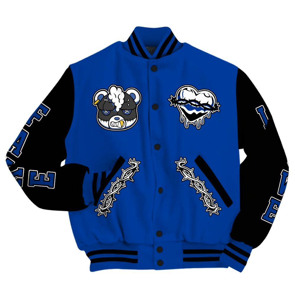 Varsity Jacket To Match Hyper Royal 12s - False Romance Hugz All Over Print