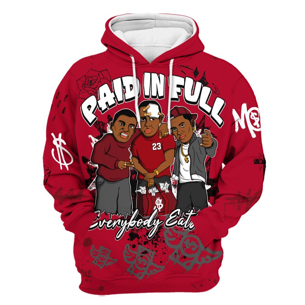 Hoodie To Match Air Foamposite Pro Gym Red - Everybody Paid In Full Crayon All Over Print