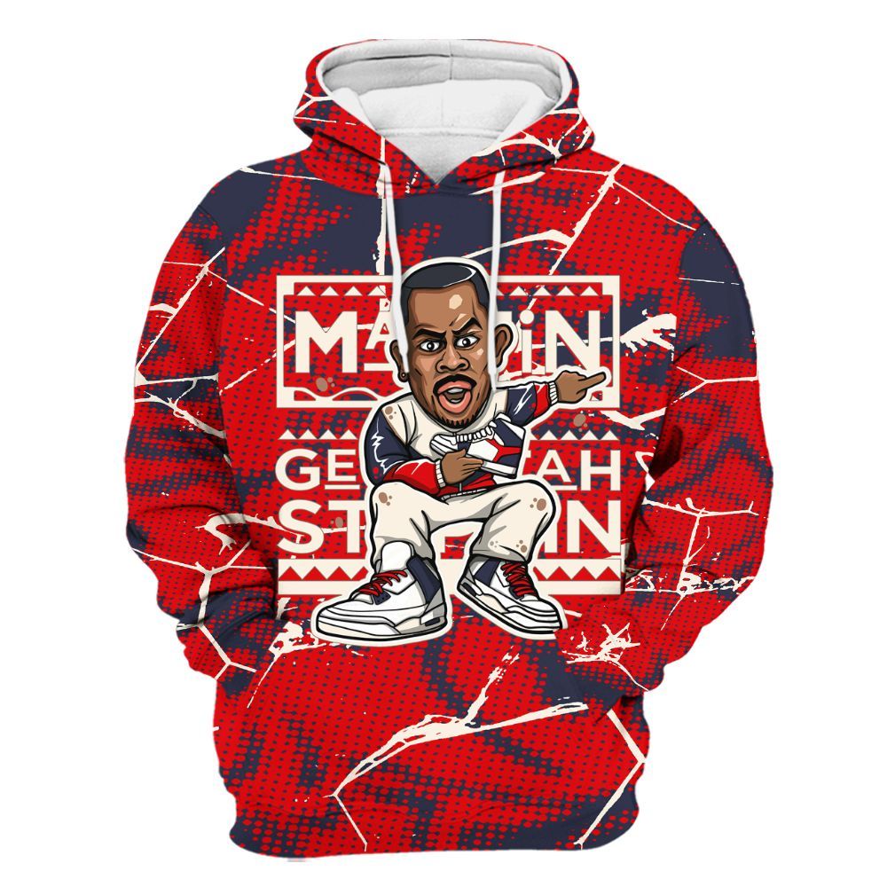 Hoodie To Match Low OG Howard University 1s - Get Tag Sneakers Steppin' Graphic Crack All Over Print