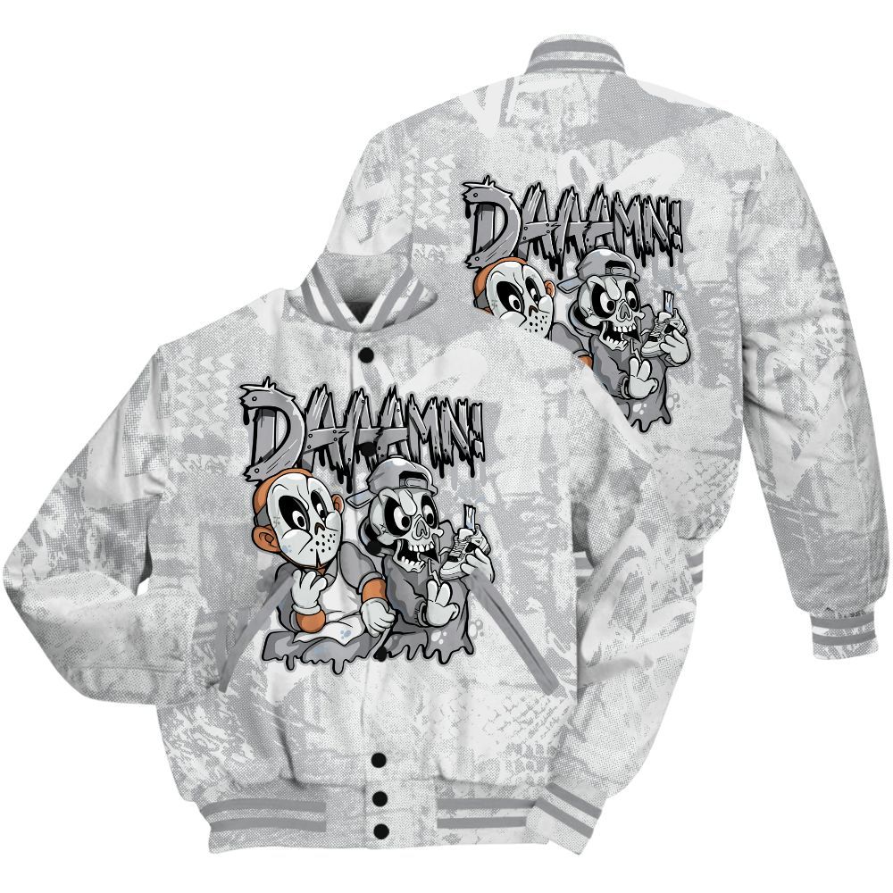 Varsity Jacket To Match Low OG Wolf Grey 1s Shirt - Damn Shoe Graphic Heart Grunge All Over Print
