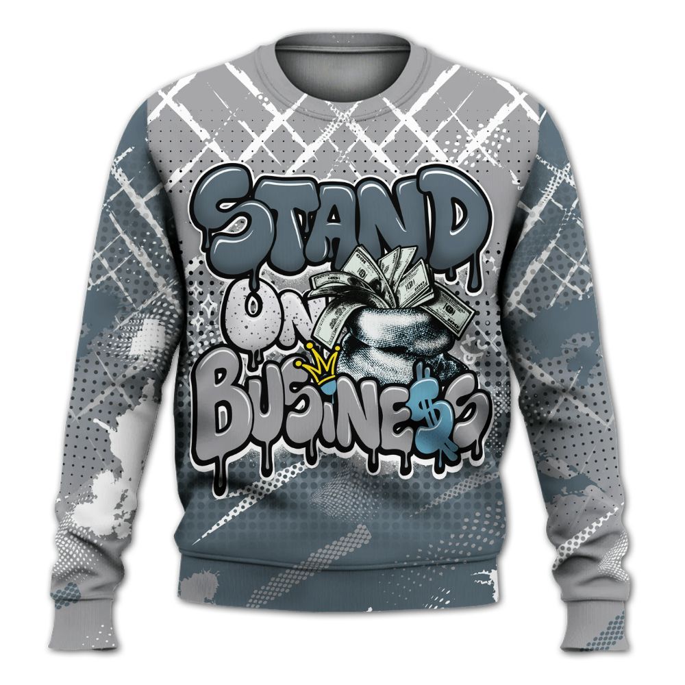 Sweatshirt To Match Retro Light Graphite Wolf Grey 5s - Halftone Stand Business Dripping All Over Print