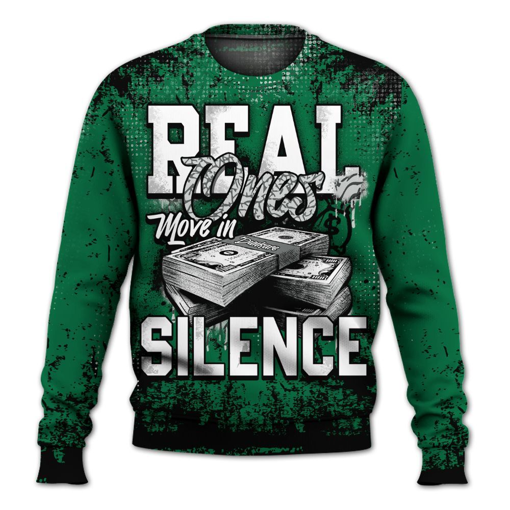 Sweatshirt To Match Pine Green 3s - Move In Silence Money Street Retro All Over Print