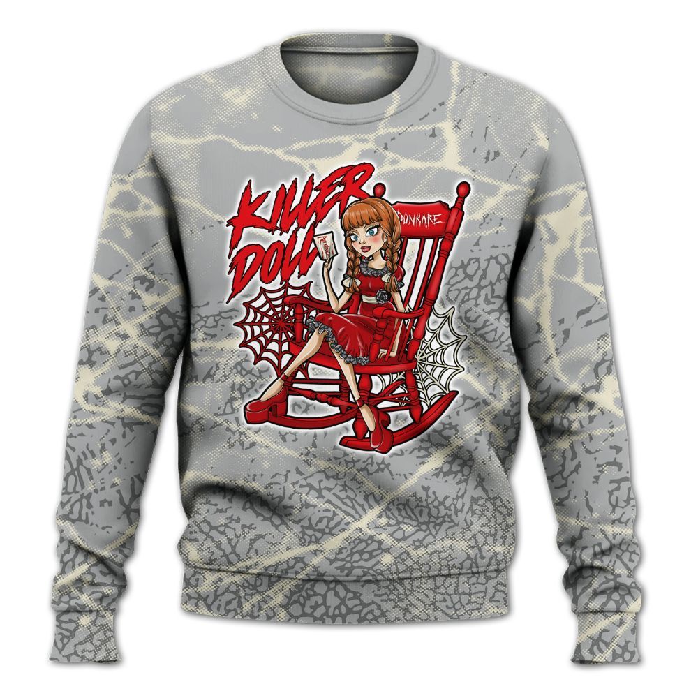 Sweatshirt To Match Cement Grey 3s - Killer Doll-A Halloween Profound All Over Print