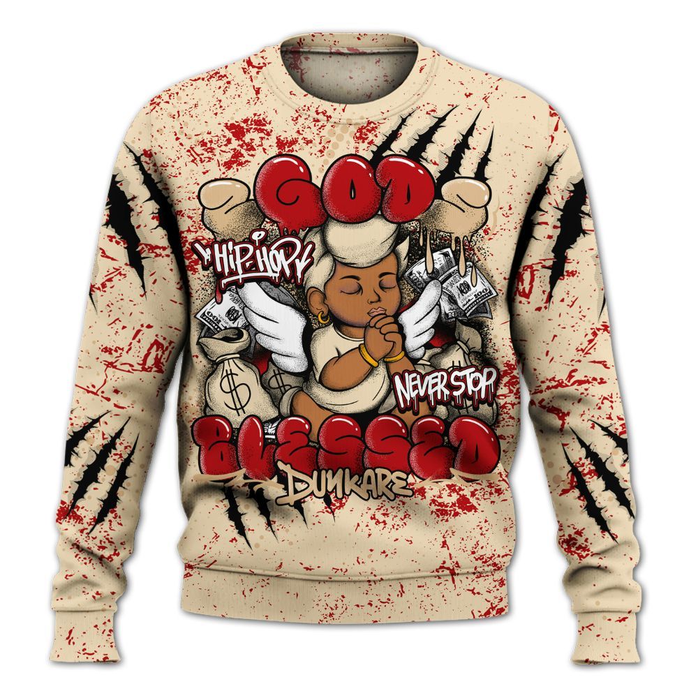 Sweatshirt To Match Dunk Low Strawberry Waffle - God Blessed All Over Print