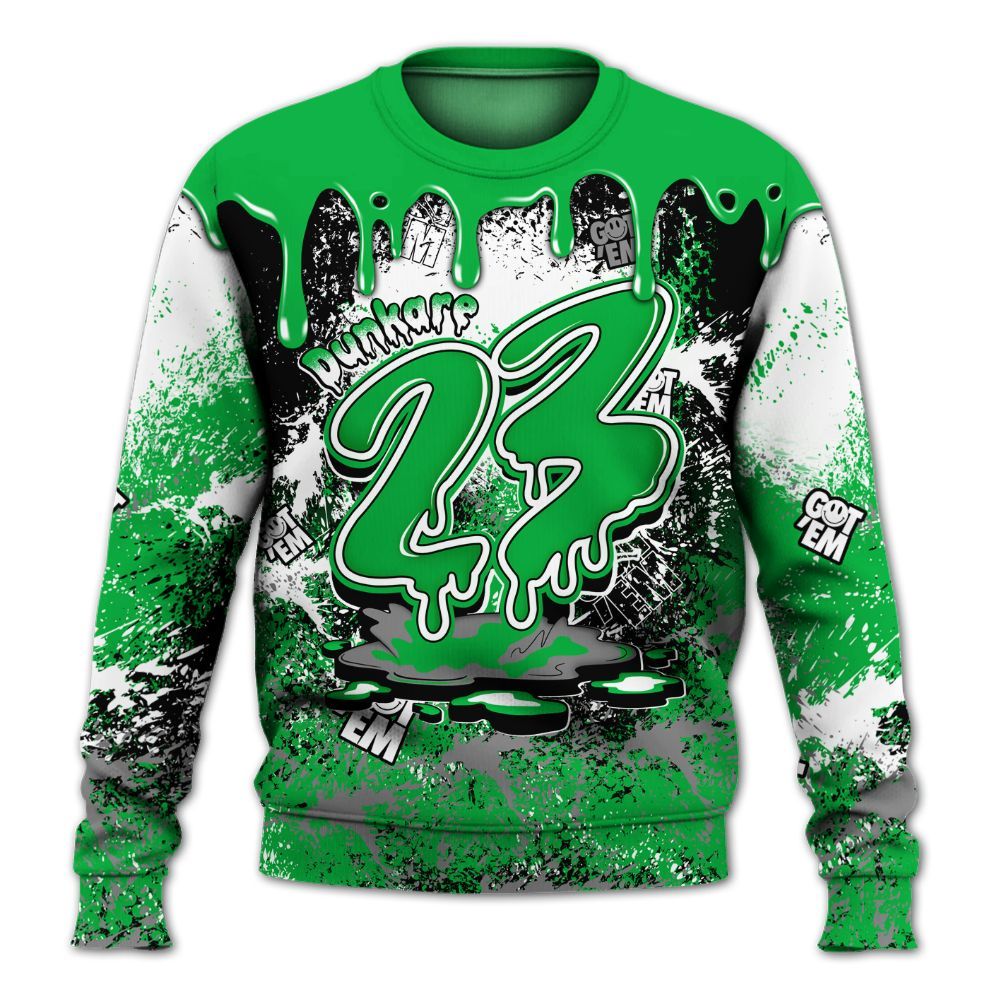 Sweatshirt To Match Lucky Green 5s - Dripping 23 Drip All Over Print