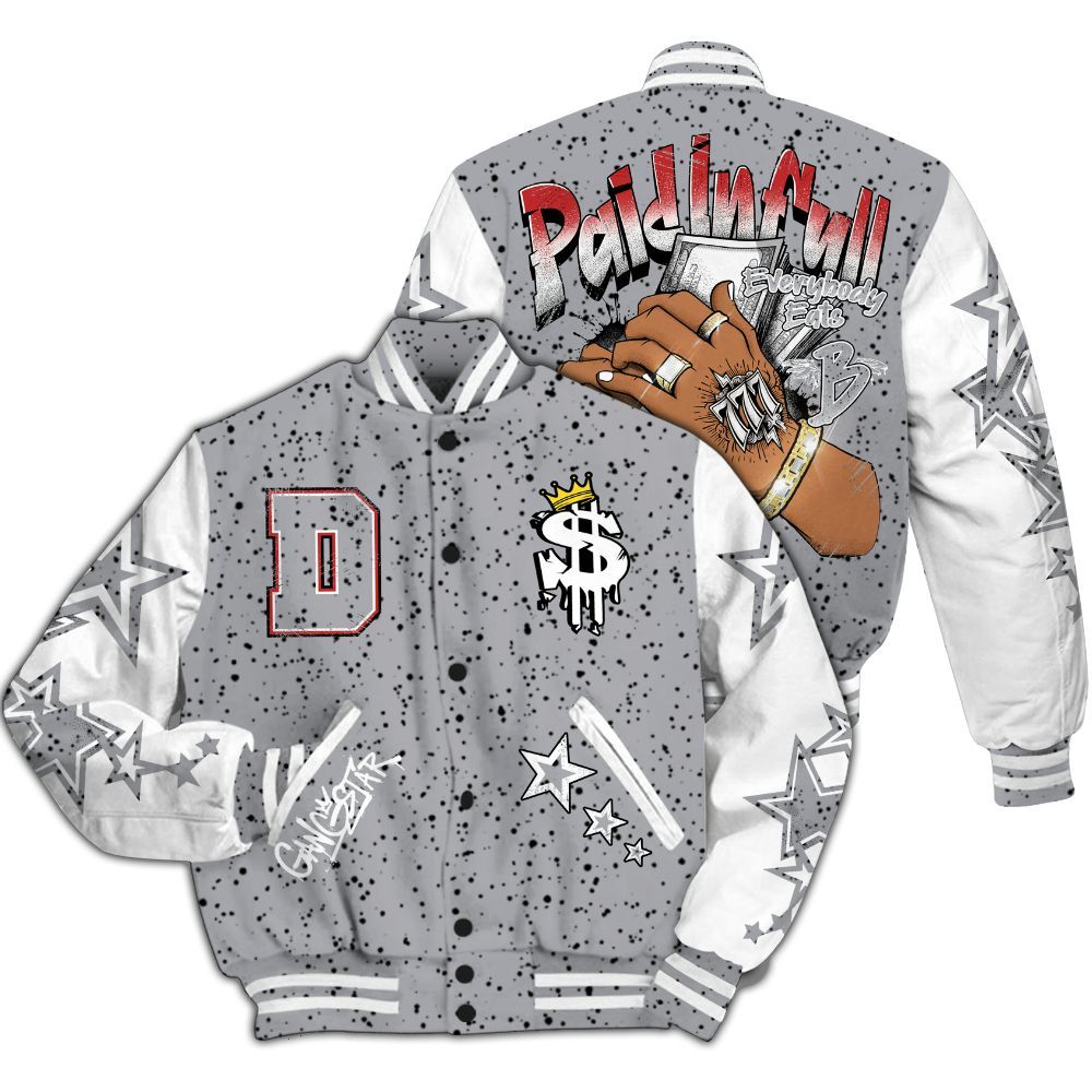 Varsity Jacket To Match White Cement 4s - Lucky Money Paid In Full Retro All Over Print