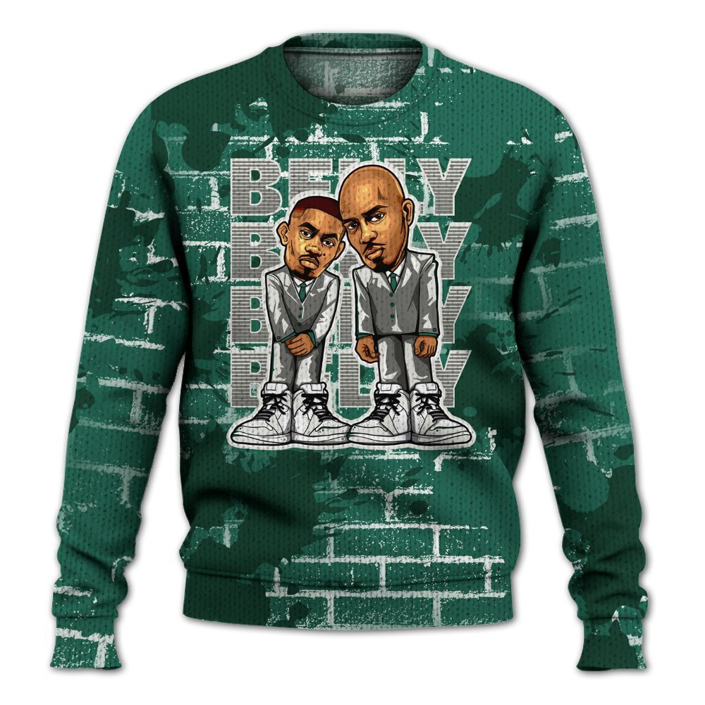 Knitted Sweater To Match Oxidized Green 4s - Belly Sneakers Graphic Halloween