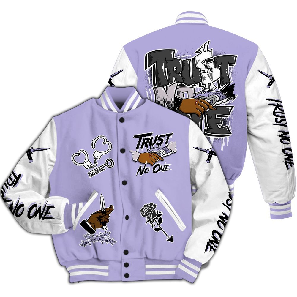 Varsity Jacket To Match Low Pure Violet 11s - Trust No One Dripping All Over Print