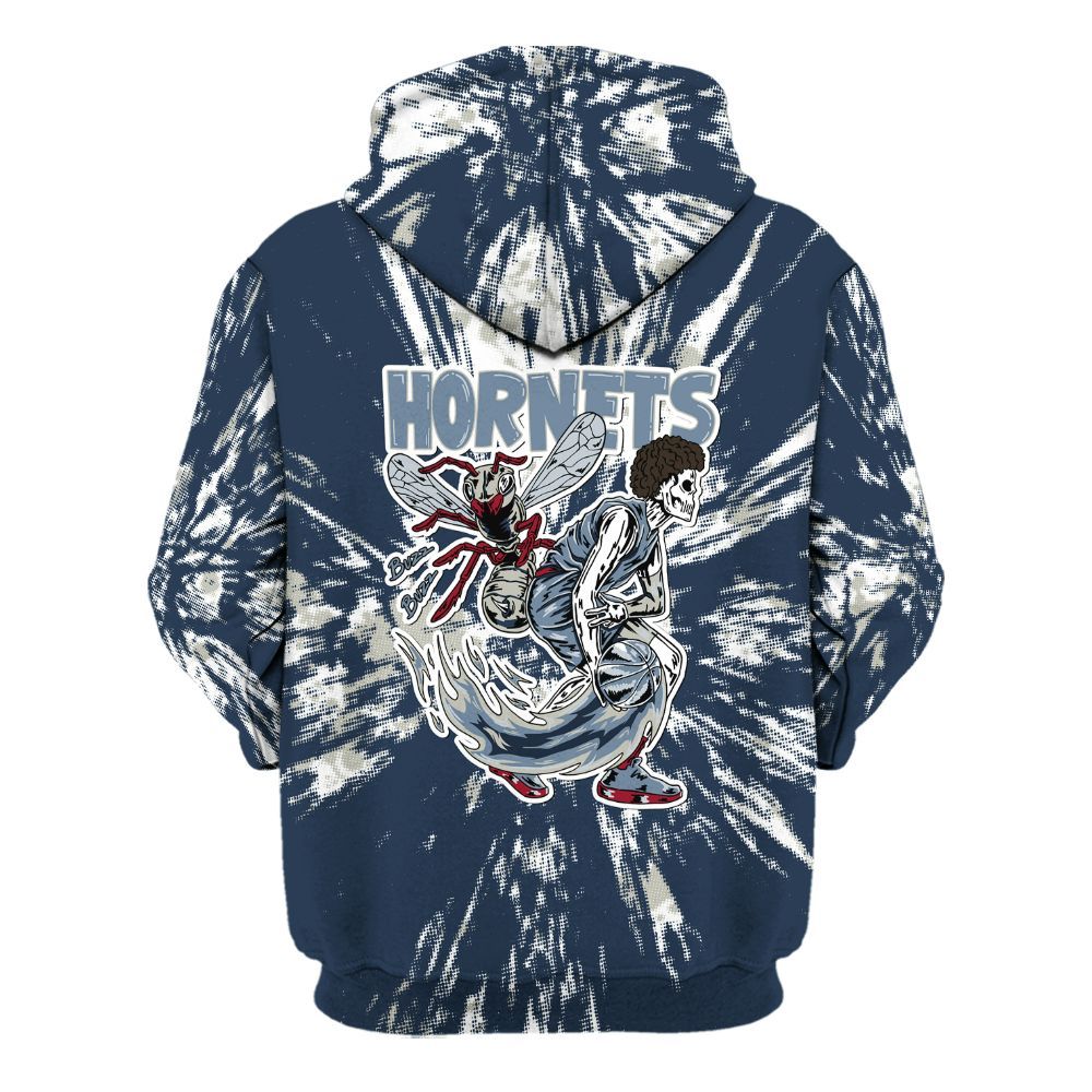 Hoodie To Match White Midnight Navy 6s - Hornets Skeleton Luxury All Over Print