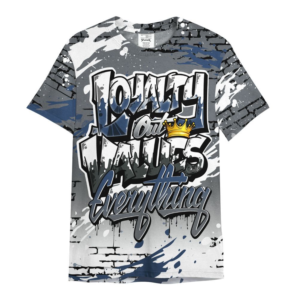 Shirt To Match Flint Grey 9s - Values Of Loyalty Drip All Over Print