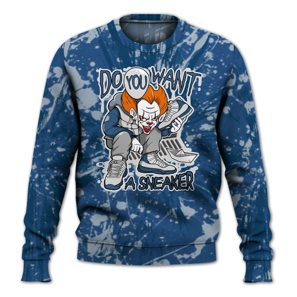 Sweatshirt To Match High OG Midnight Navy 1s - Clown Scary Sneakers Graphic Halloween All Over Print