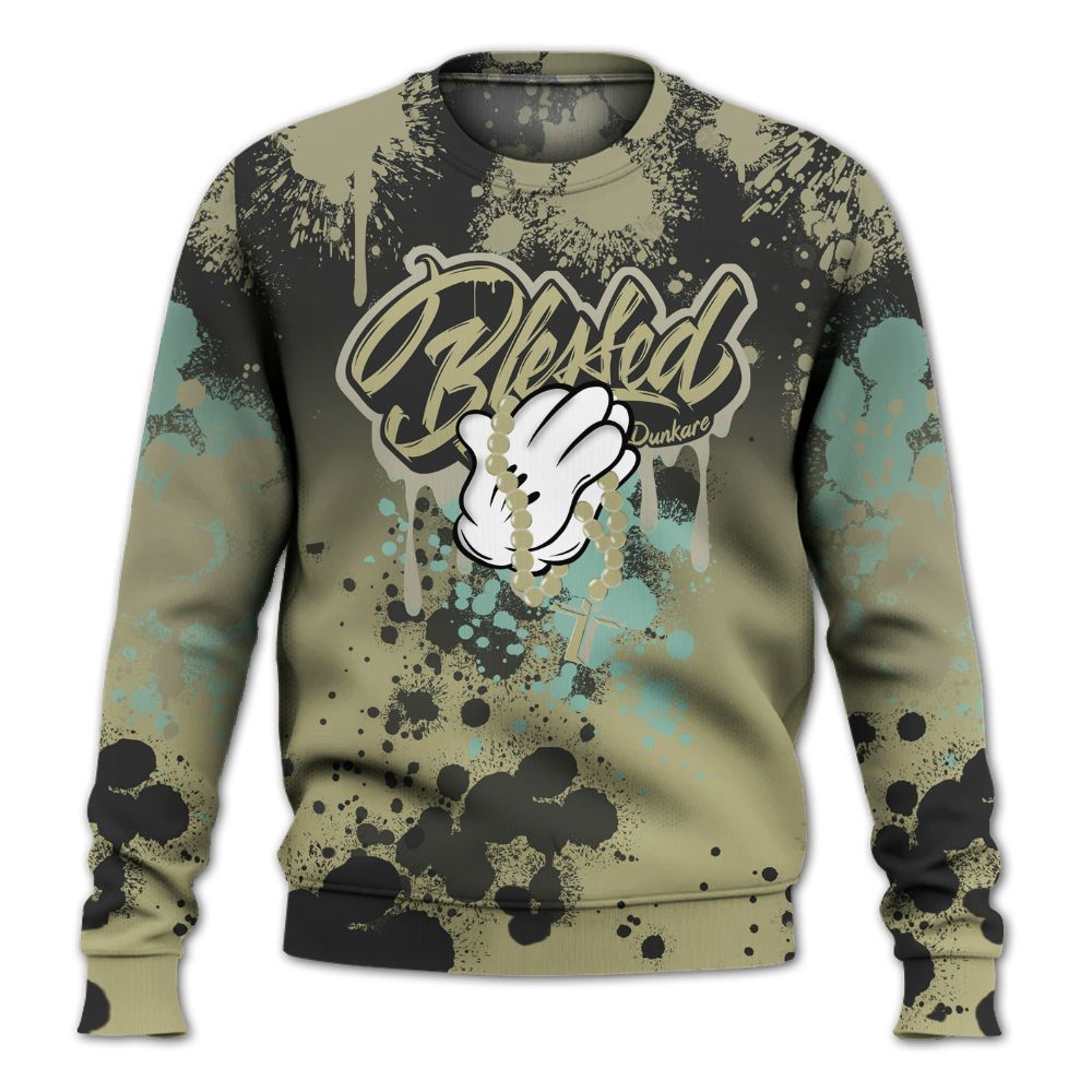 Sweatshirt To Match Dunk Low Suede Olive Aura - God Blessed Ink Drip All Over Print