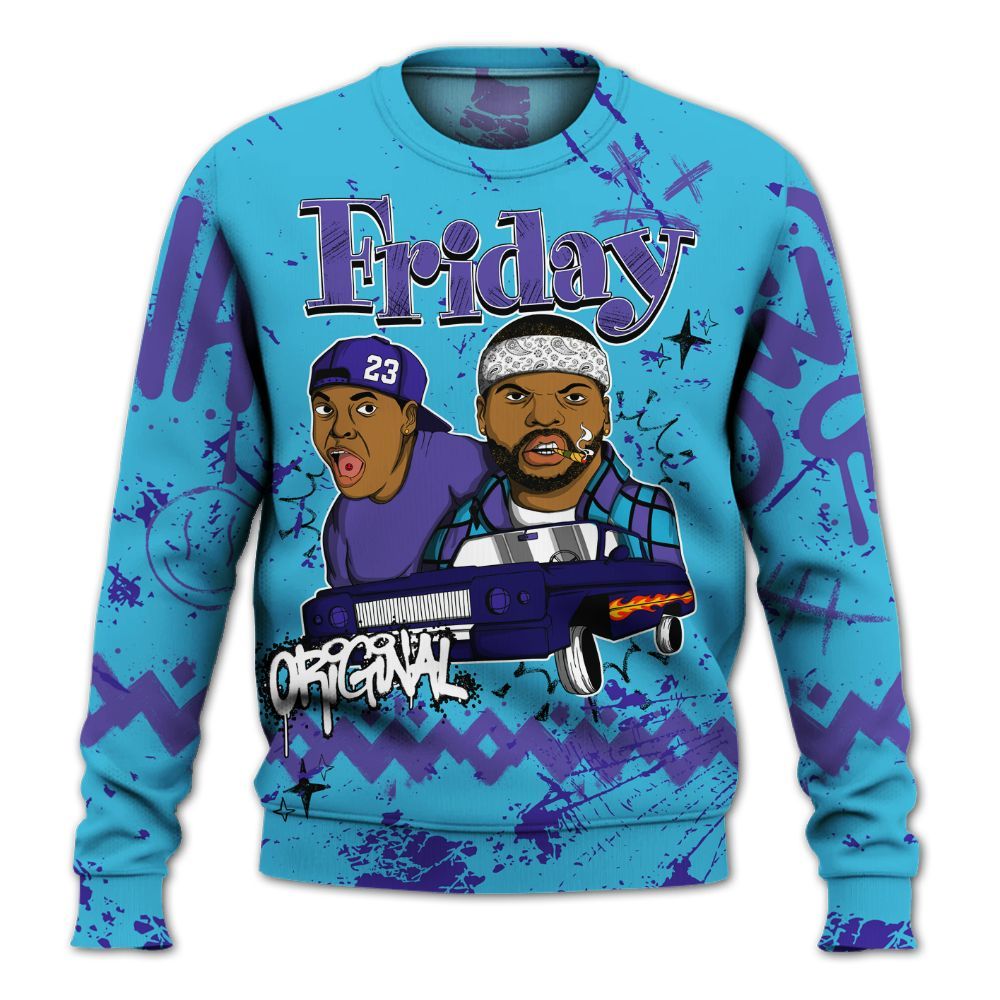 Sweatshirt To Match Retro Aqua 6s - Friday Sneaker Crayon All Over Print
