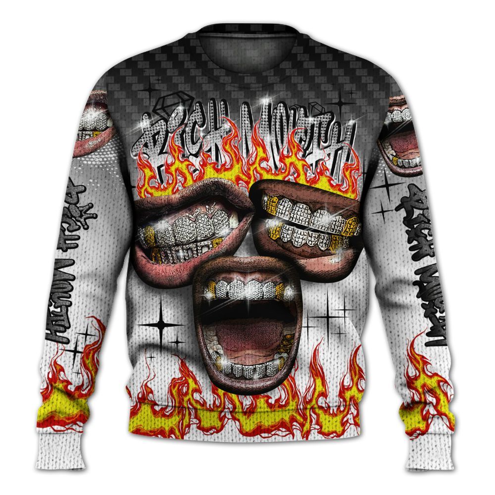 Knitted Sweater To Match Kobe 9 EM Protro Halo - Rich Mouth Fire Rap Retro 90s