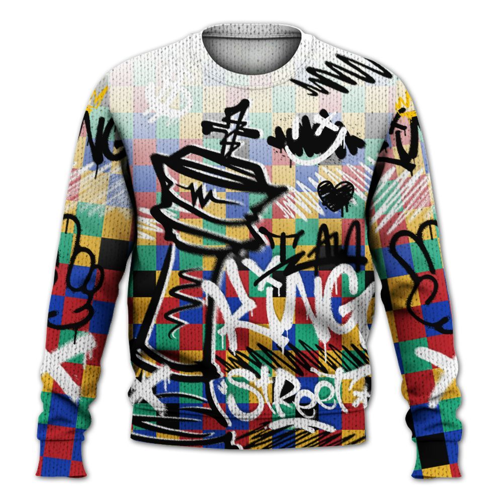 Knitted Sweater To Match Air Rainbow Weave - Street King Chess Streetwear
