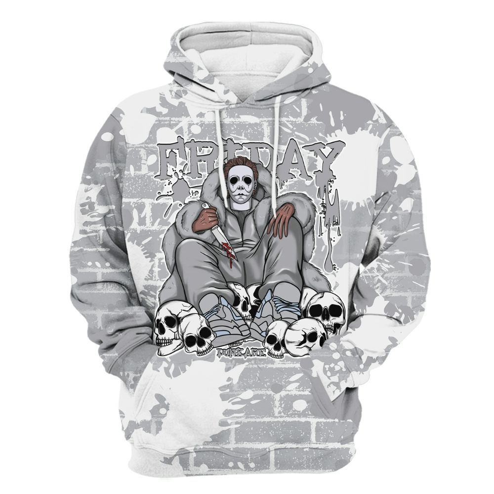 Hoodie To Match Low OG Wolf Grey 1s - Friday Brick All Over Print