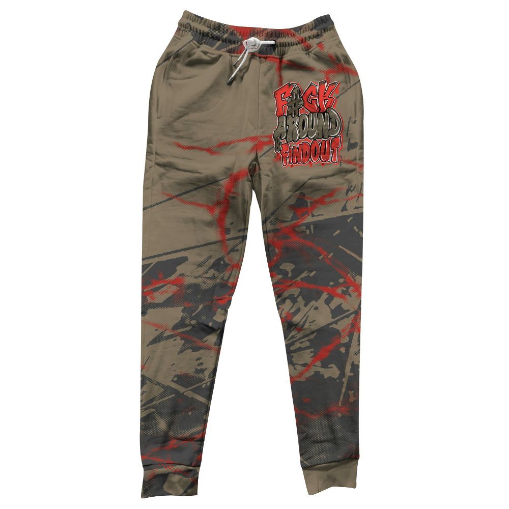 Sweatpant To Match Olive 9s - F Around Find Out Graphic Profound All Over Print