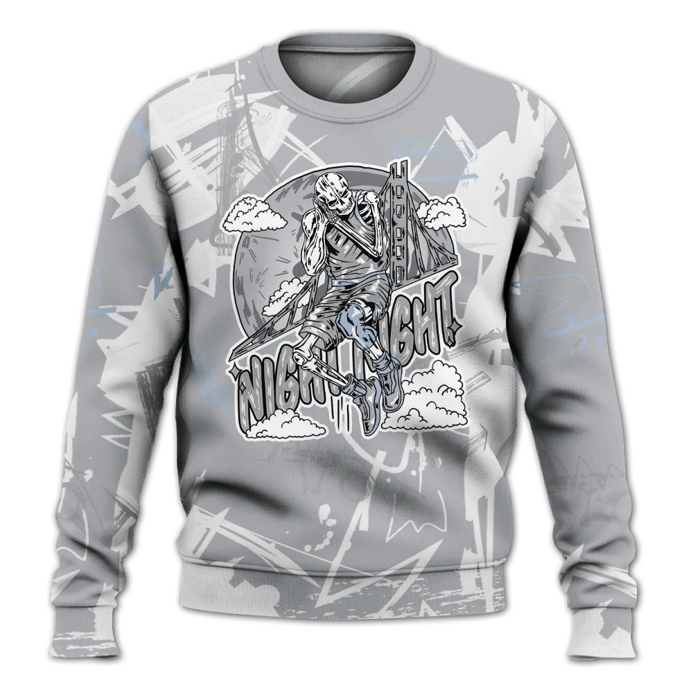 Sweatshirt To Match Low OG Wolf Grey 1s - Seeya Skeleton Messyz All Over Print