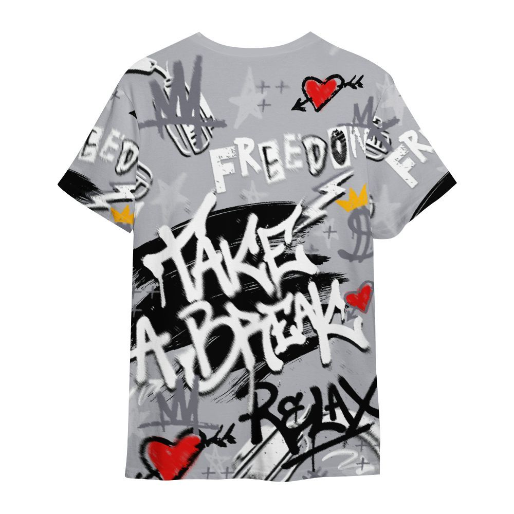 Shirt To Match Low Cement Grey 11s - Take Break Freedom Graffiti Streetwear All Over Print
