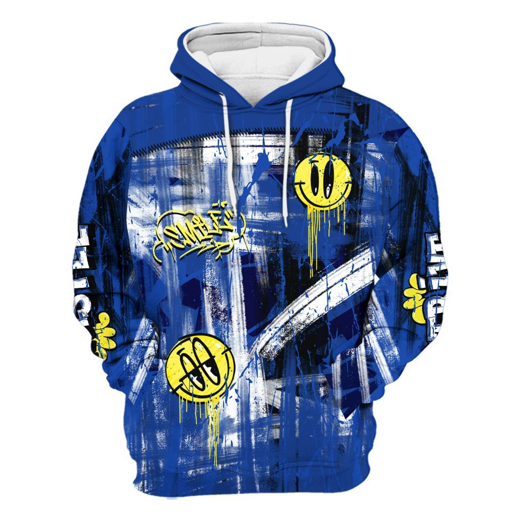 Hoodie To Match Air Foamposite One Royal - Money Skull Smile Fire All Over Print