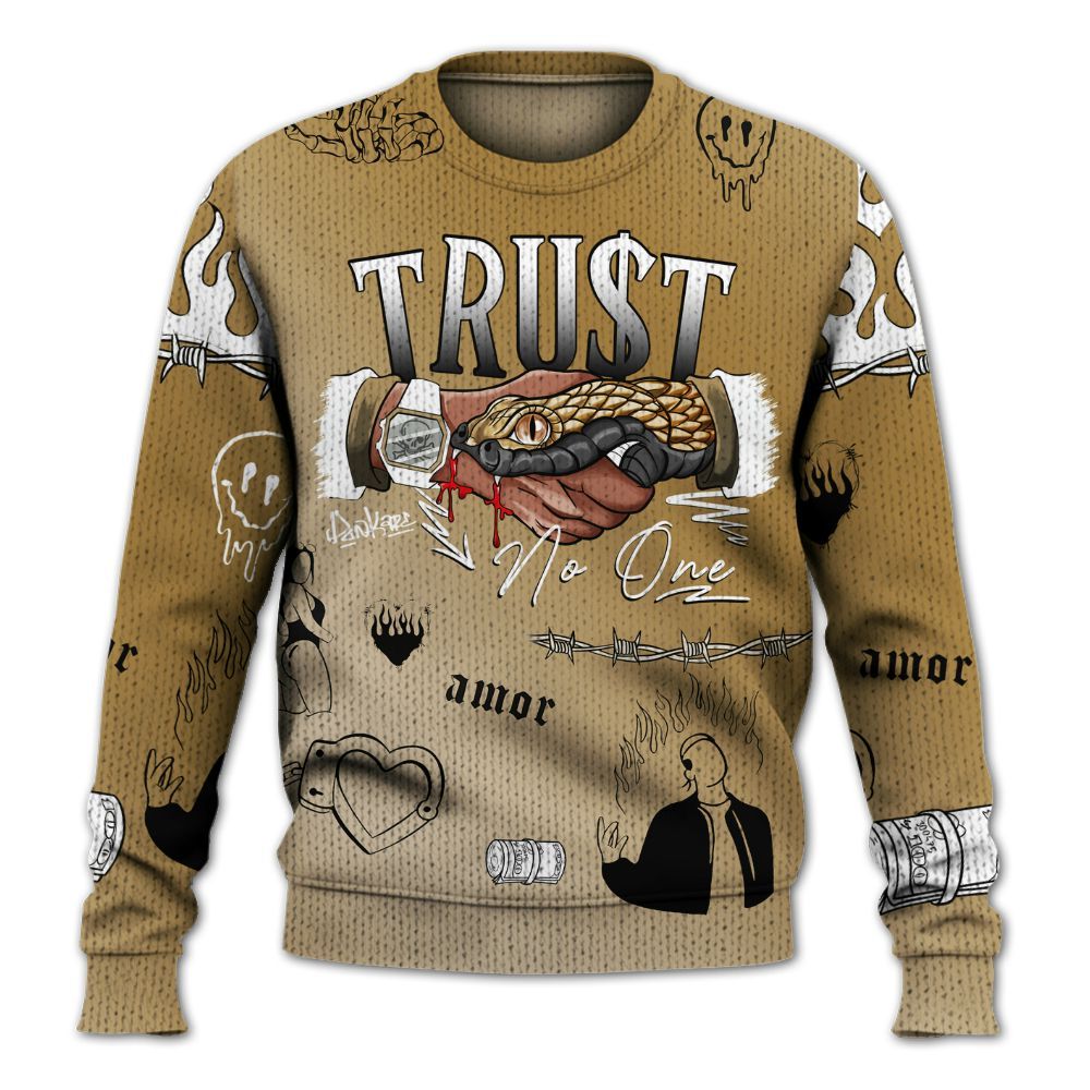Sweater To Match Max 96 Low Black White Gold - Snake Trust No One Graphic