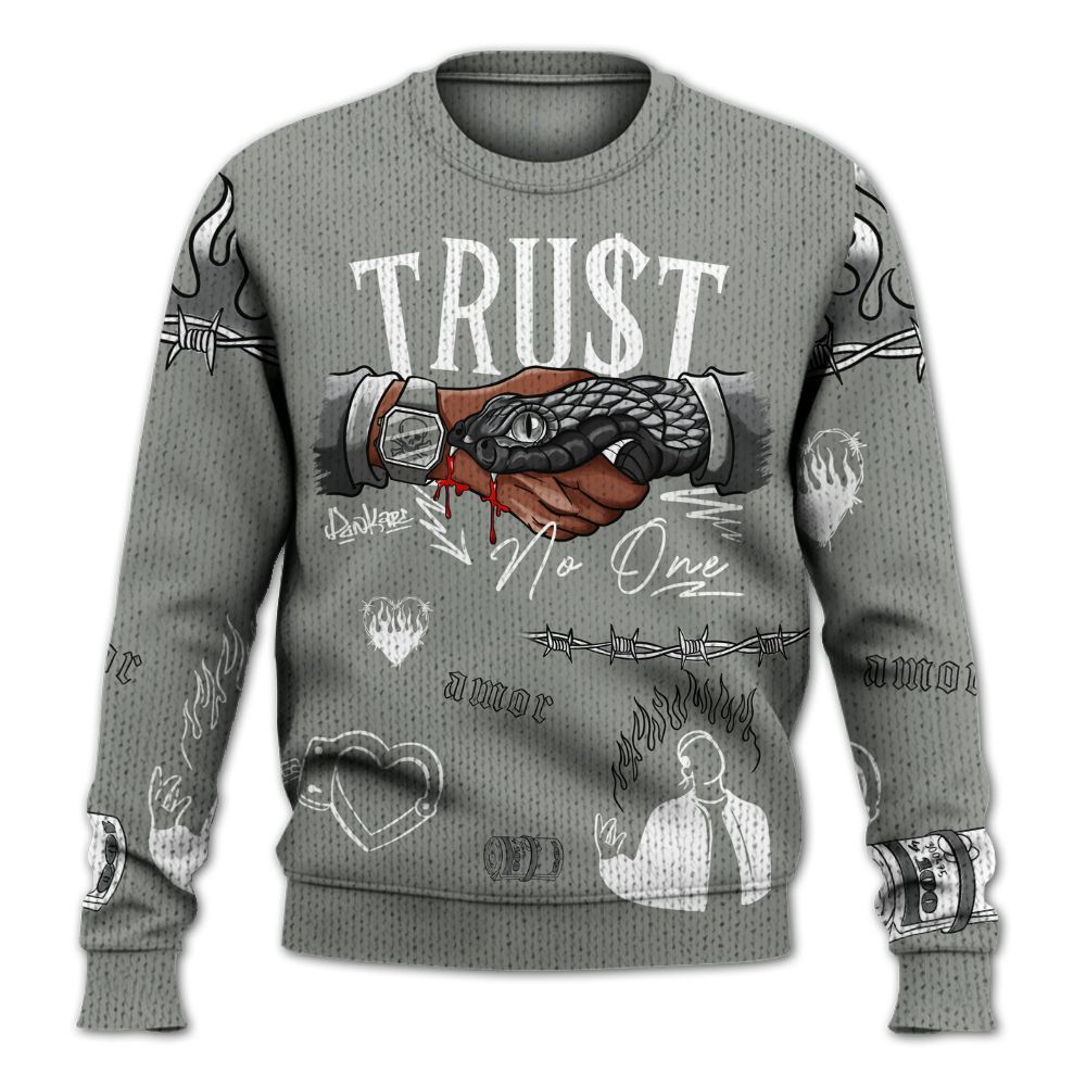 Knitted Sweater To Match Paris Cement Grey 4s - Snake Trust No One