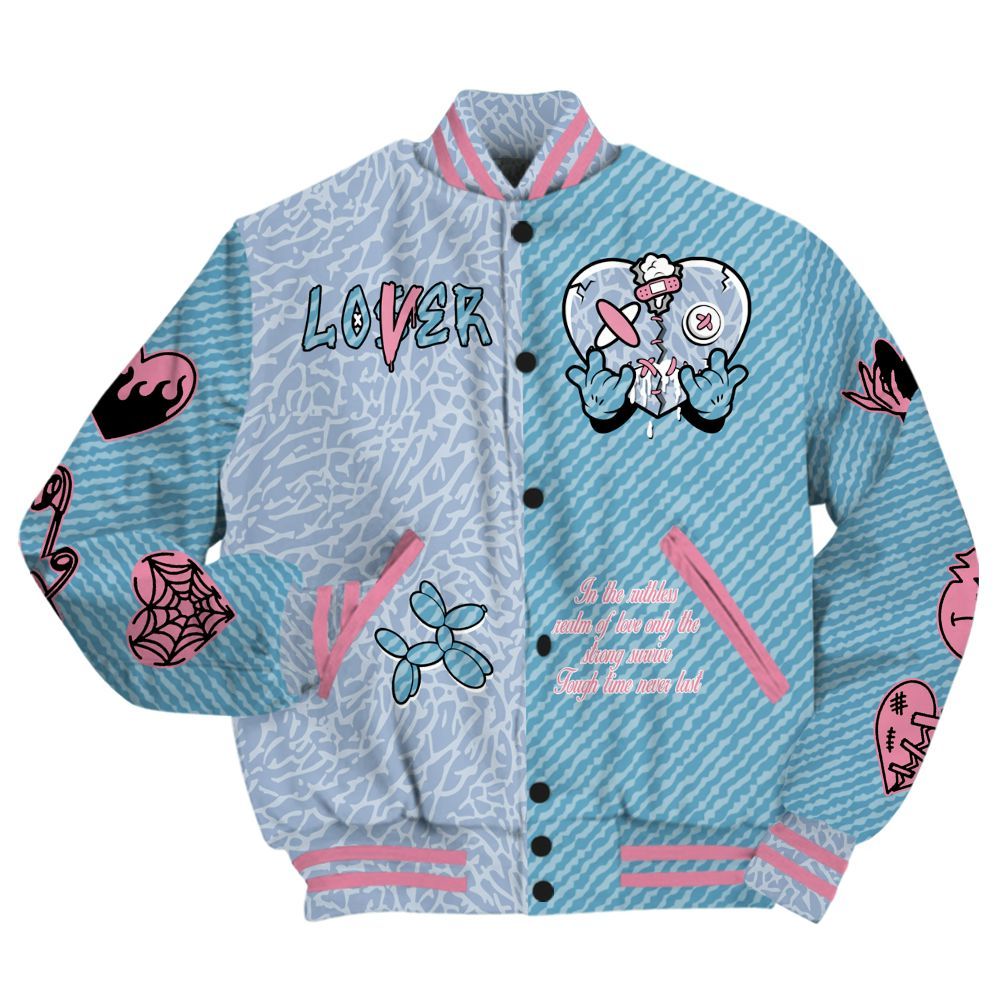 Varsity Jacket To Match Denim Pink Glow 3s - Loser Lover Heartbreak All Over Print