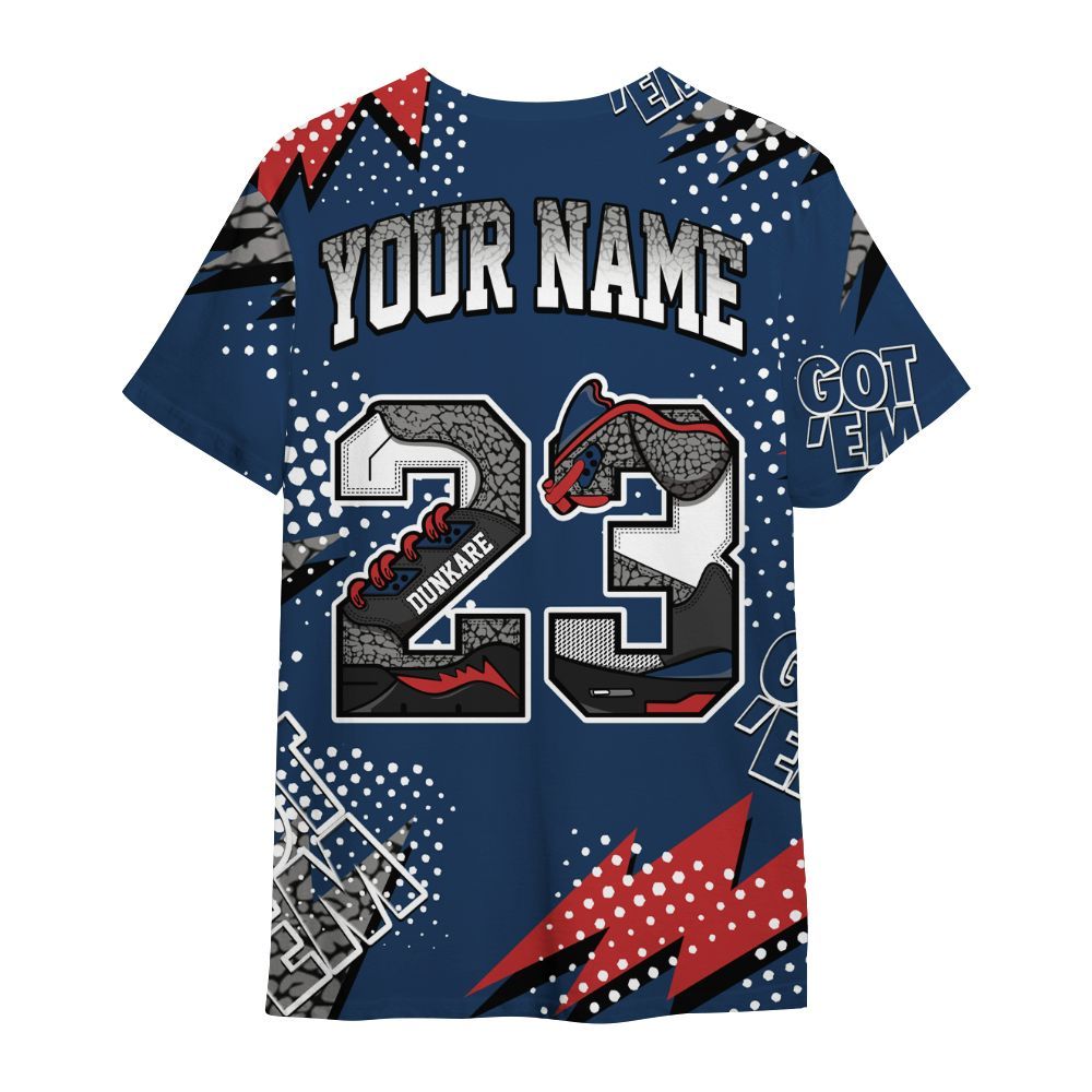 Shirt To Match SP Sport Royal 3s - Custom Name Number 23 5s All Over Print