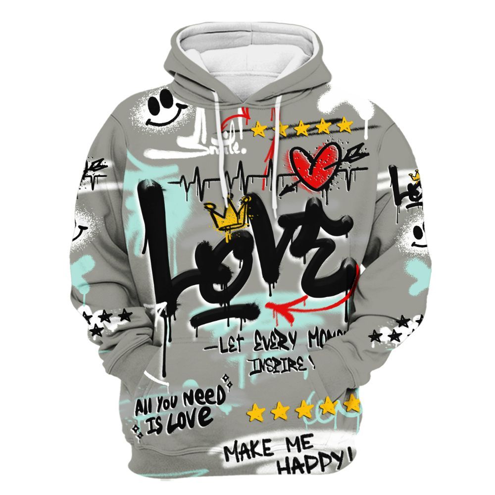 Hoodie To Match Low OG Year Of The Snake 1s - Happy Love Beats Graffiti Streetwear All Over Print
